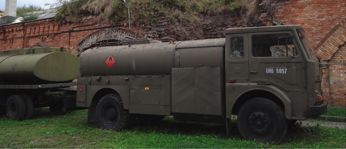 The tanker truck with a distributor on the JELCZ 315 chassis, built in 1975. 2012 year. Photo by Karol Placha Hetman