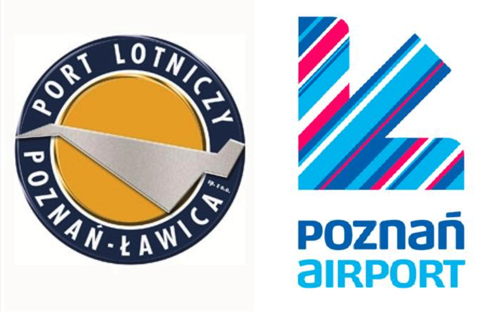 Po lewej stare logo lotniska, po prawej nowe. 2012 rok. Zdjęcie Karol Placha Hetman