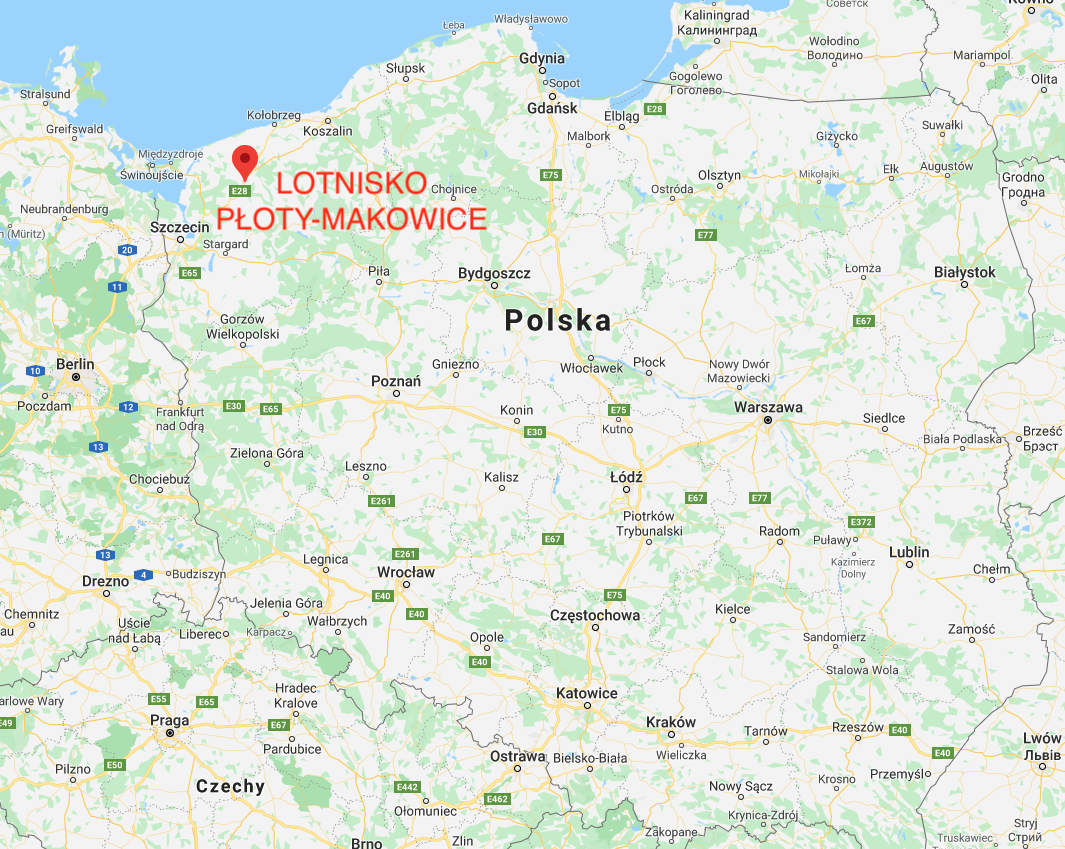 Płoty airport on the Map of Poland. 2009 year. Photo of LAC