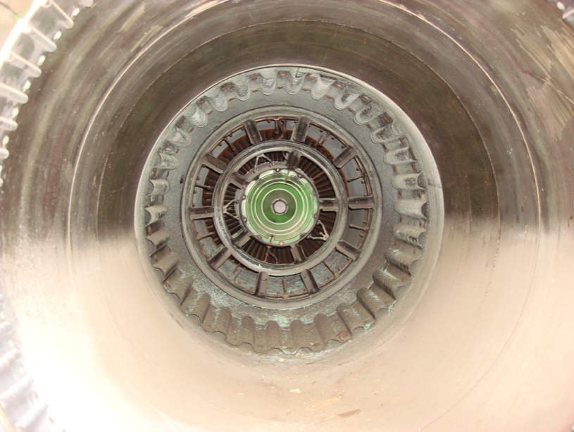 View to the exhaust nozzle of the MiG-21 F-13 aircraft engine. 2007. Photo by Karol Placha Hetman