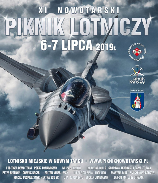 Plakat XI Nowotarskiego Pikniku Lotniczego. 2019 rok.