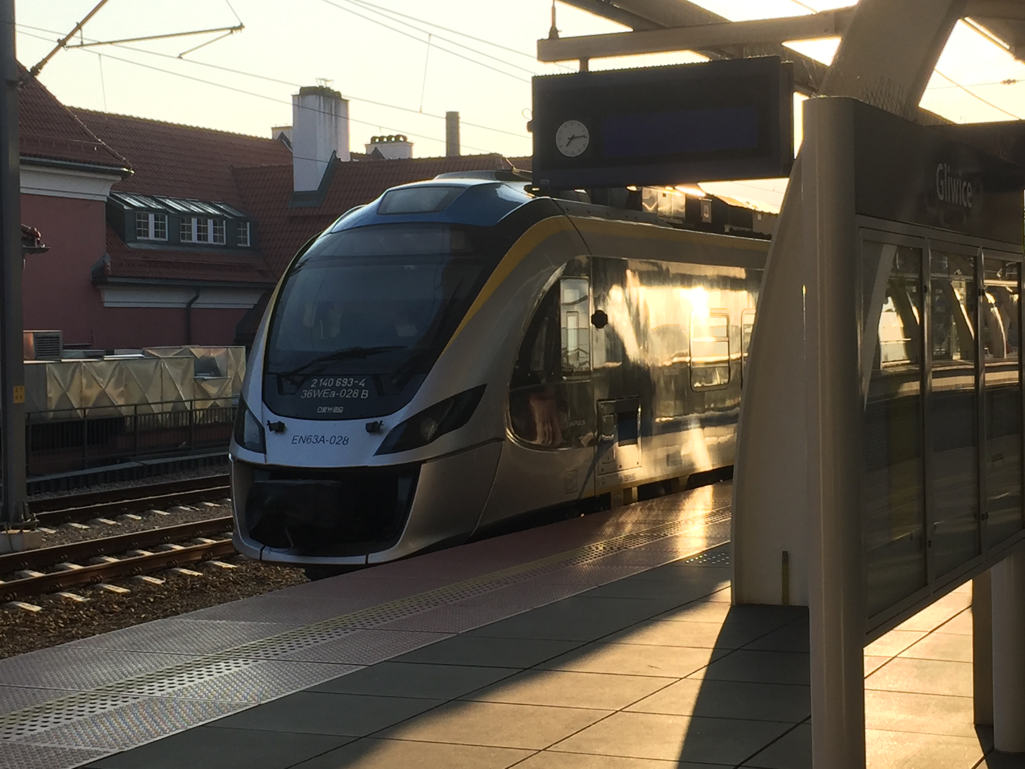 Gliwice. NEWAG Impuls EN63 train at platform 1. 2020 year. Photo by Karol Placha Hetman