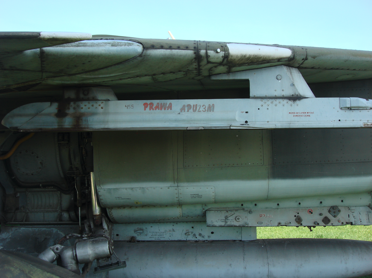 APU-23M launcher for R-23 missiles on the MiG-23 MF nb 120 aircraft. 2009. Photo of Karol Placha Hetman