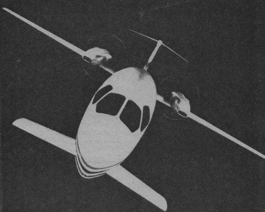 Wizja artystyczna GP-180. Dobrze widoczne inne oszklenie kabiny pilotów i większe przednie usterzenie. 1983 rok. Zdjęcie Gates-Piaggo