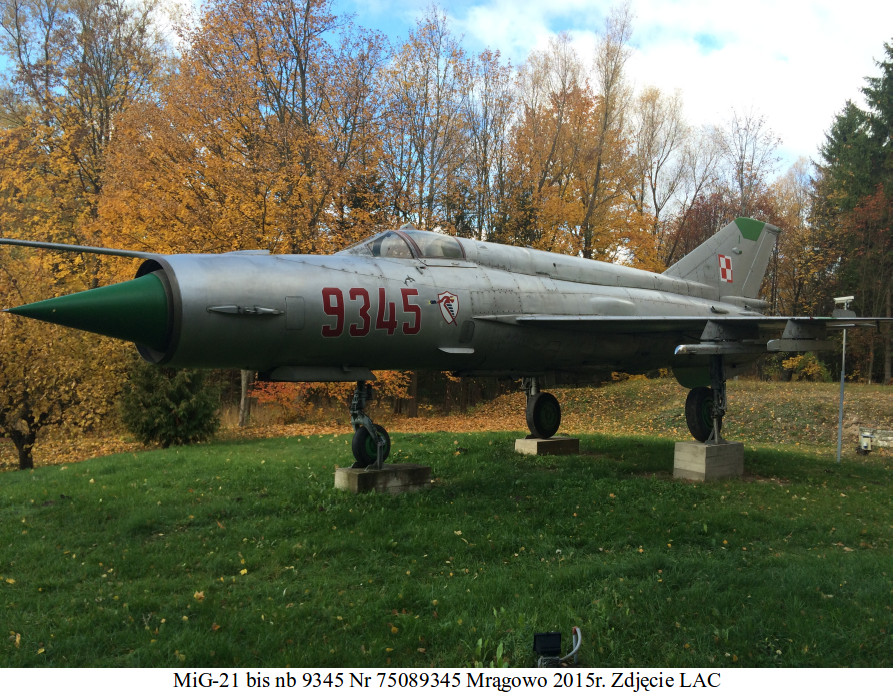 MiG-21 bis nb 9345. Mrągowo 2015 rok. Zdjęcie LAC