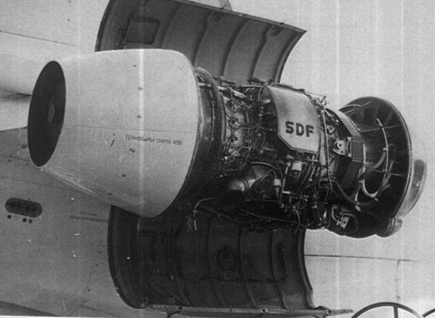 K-15 engine mounted on Yak-40 aircraft. 1992 year. Photo of LAC