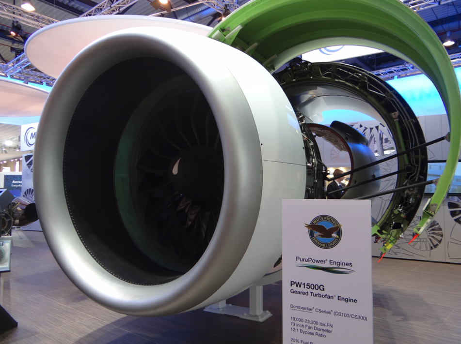 PW 1500 engine for the Bombardier CS-100/300 aircraft. 2014 year. Photo by Karol Placha Hetman