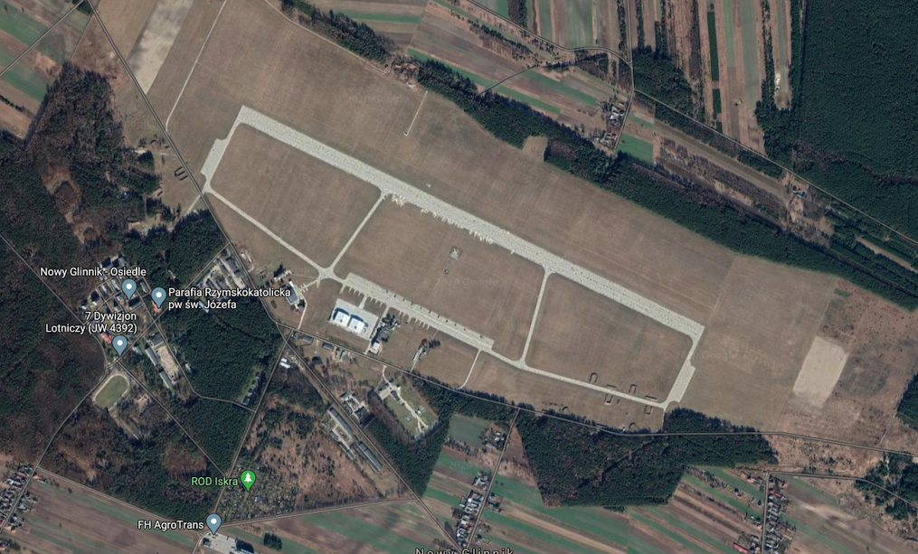 Tomaszów Mazowiecki airport. 2020 year. Photo of Google