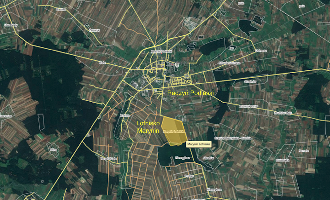Radzyń Podlaski airport. 2018 year. Satellite image