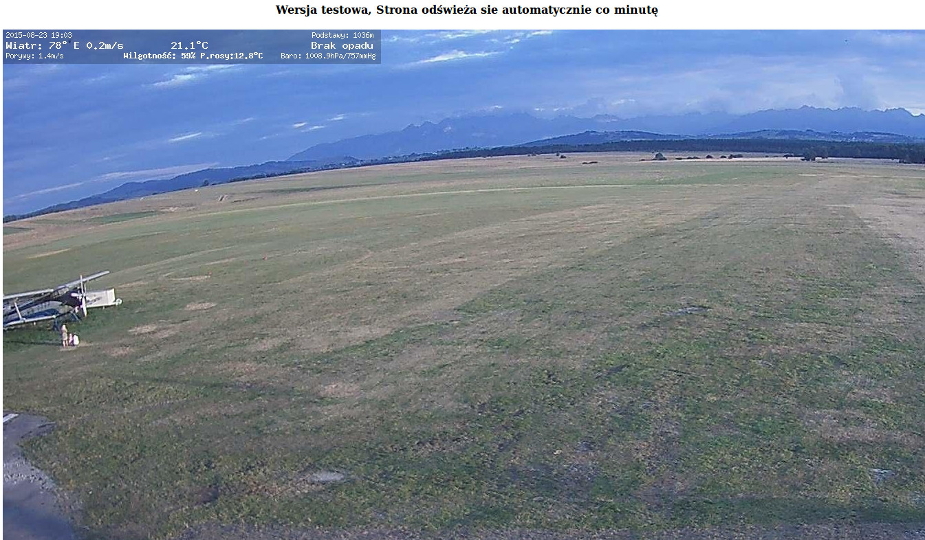 The departure area of Nowy Targ Airport. View of the eastern part from the airport camera. 2015 year.