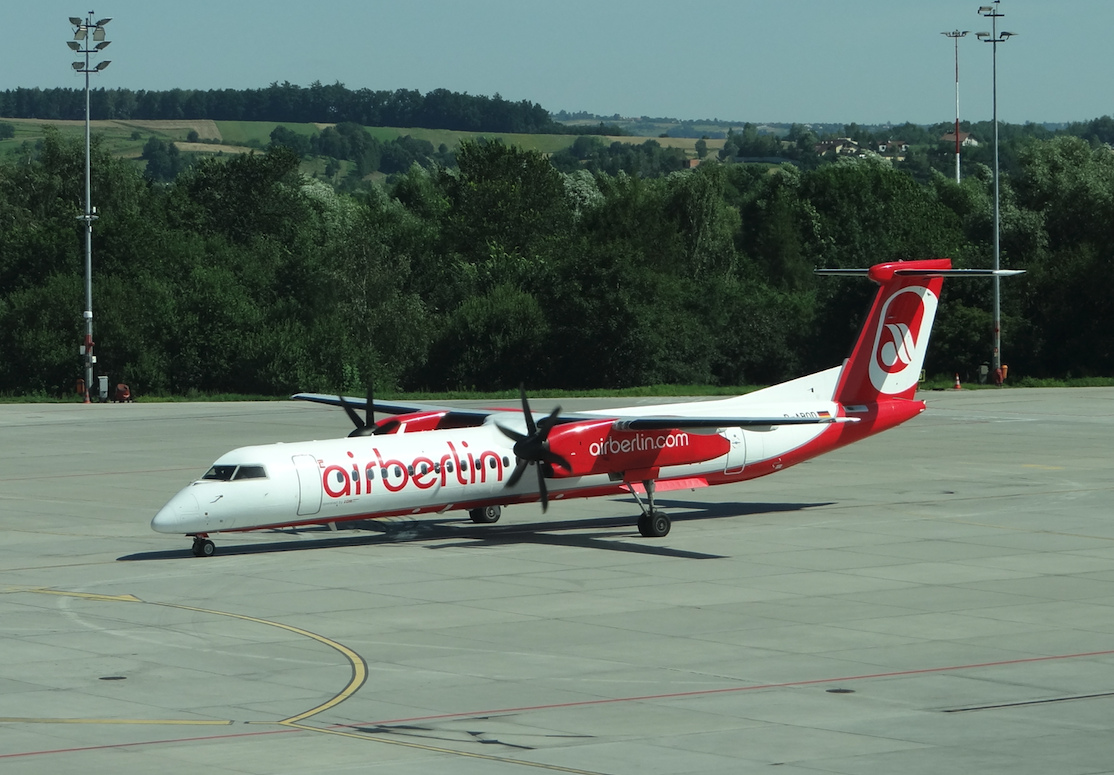 Bombardier DHC 8 Dash 8-400 Q AirBerlin. 2012 rok. Zdjęcie Karol Placha Hetman