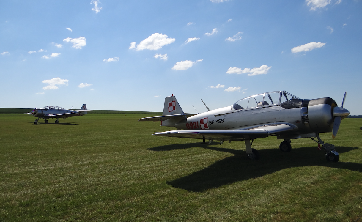 Two TS-8 Bies flying planes. SP-YBD and SP-YSS registration. 2017. Photo by Karol Placha Hetman