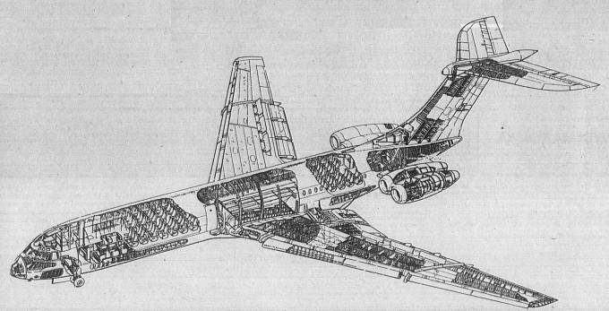 Vickers VC-10 rysunek 1970 rok. Zdjęcie Vickers