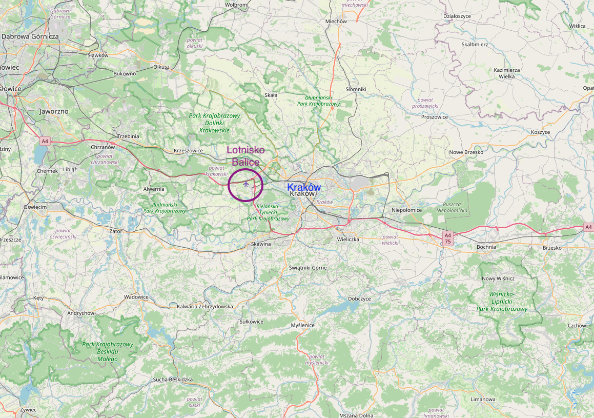 Balice Airport on the Map of Poland. 2009 year. Work by Karol Placha Hetman