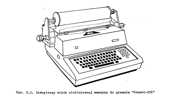 Maszyna do pisania „Consul-256” Rysunek z opisu technicznego