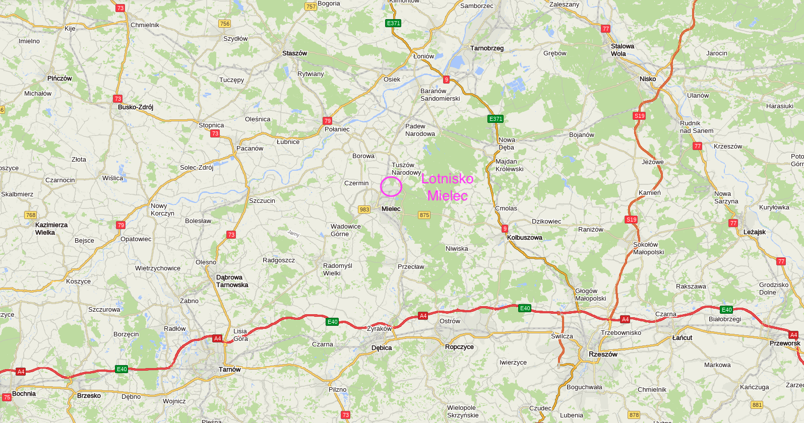 Mielec airport on the Map of the Republic of Poland. 2012 year. The work by Karol Placha Hetman