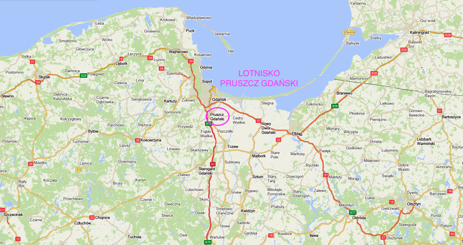 Pruszcz Gdański airport on the Map of Poland. 2013 year. The work by Karol Placha Hetman