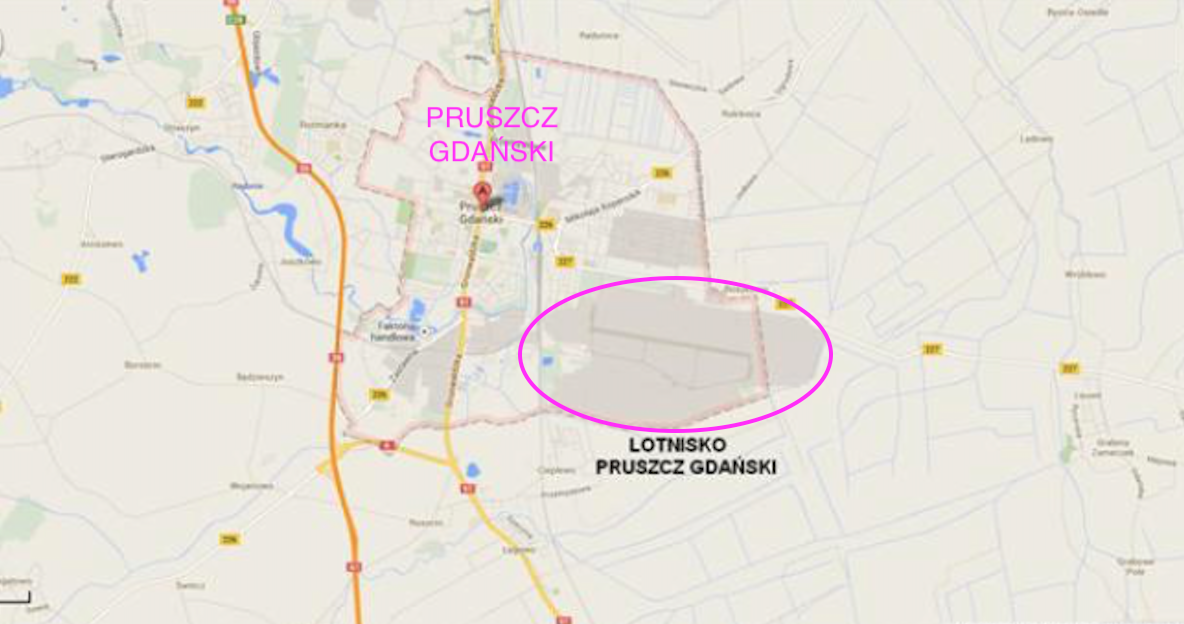 Pruszcz Gdański airport on the Map of Poland. 2013 year. The work by Karol Placha Hetman