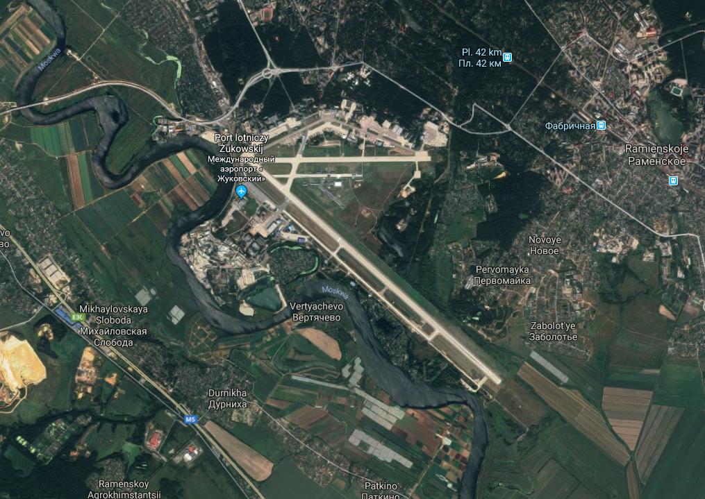 Lotnisko Żukowski. 2017 rok. Zdjęcie Google