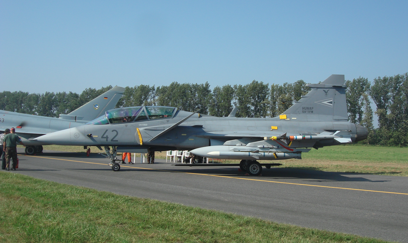 Gripen 39 D nb 42. Hungary. Airplane with weapons. 2011 year. Photo by Karol Placha Hetman