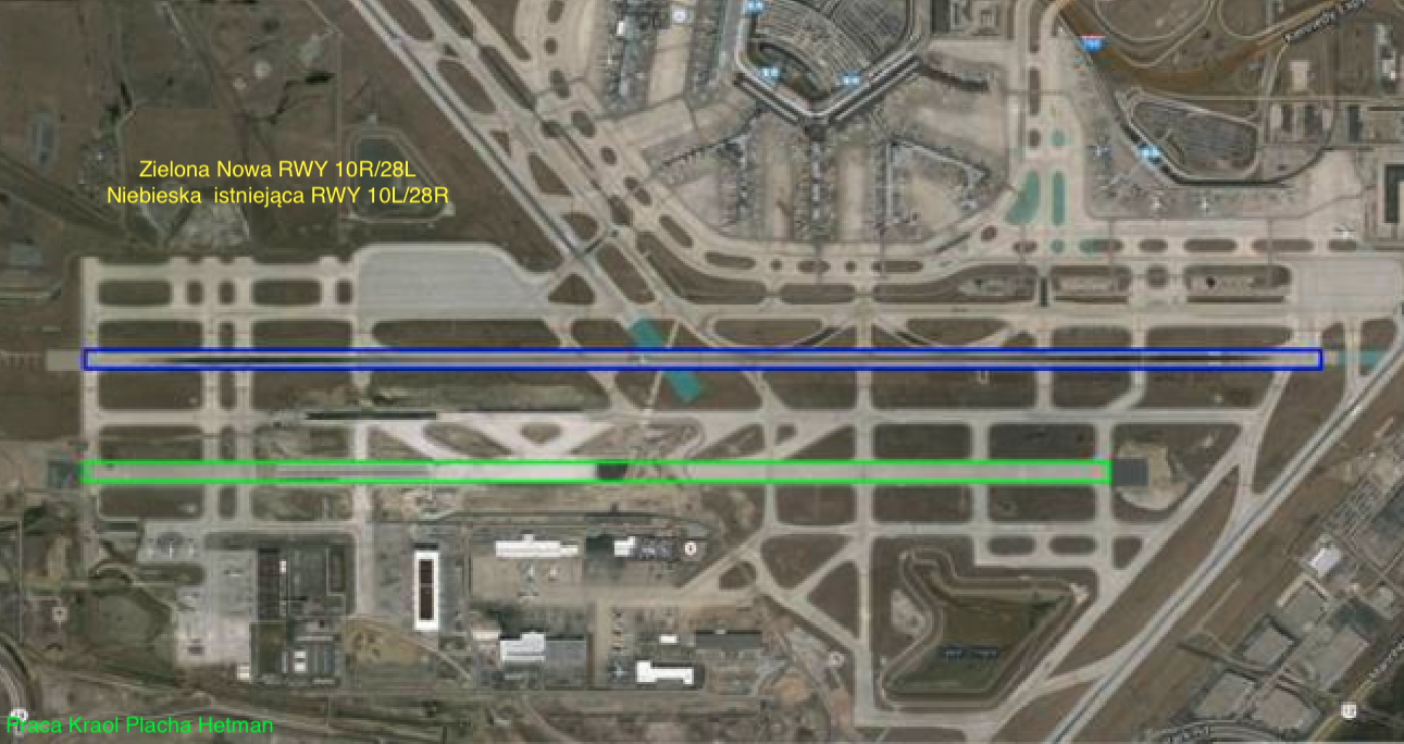 RWY 10R/28L, RWY 10L/28R. 2013 rok. Praca Karol Placha Hetman