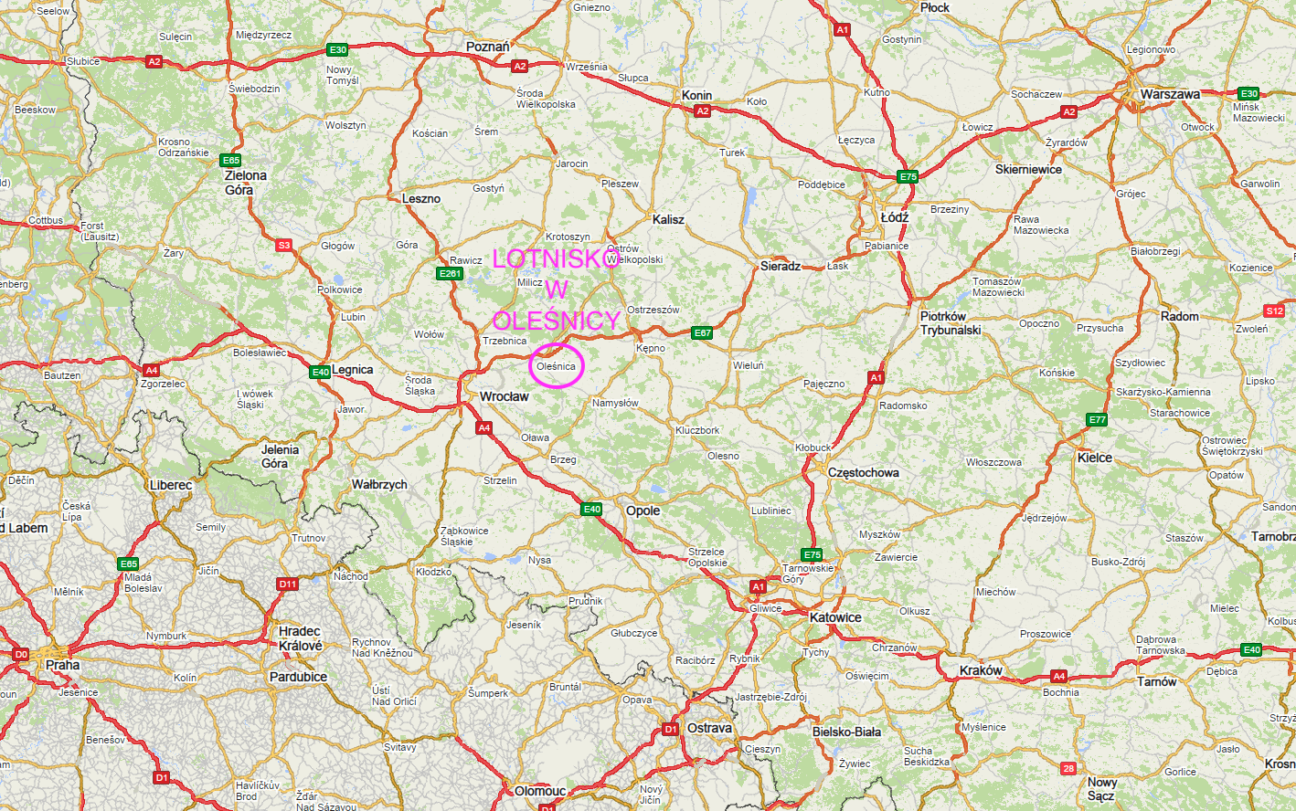 Oleśnica airport on the Map of the Republic of Poland. 2011 year. The work by Karol Placha Hetman