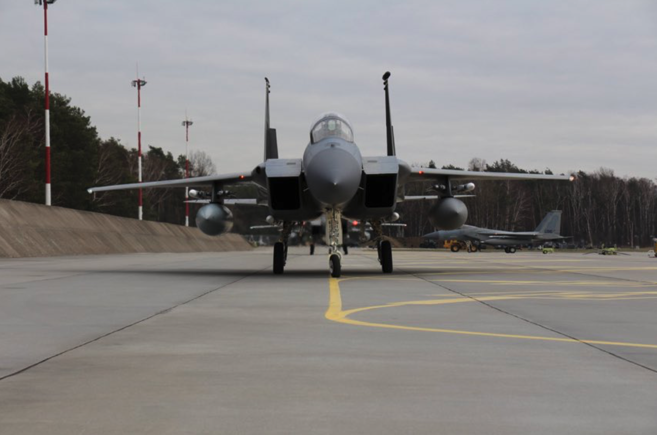 F-15 USAF w Polsce. 10.02.2022 rok. Zdjęcie Mariusz Błaszczak Twitter