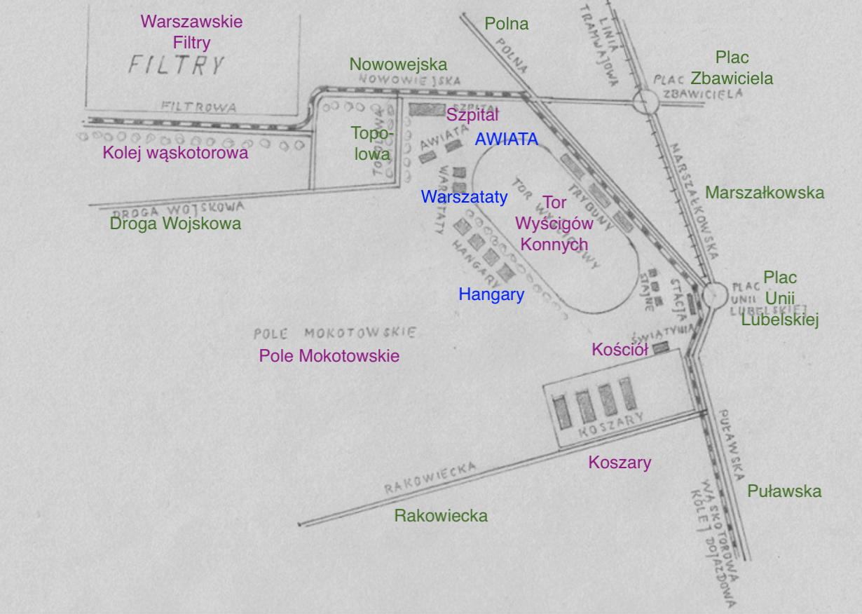 Pole Mokotowskie - plan from 1911 year. Work by Karol Placha Hetman