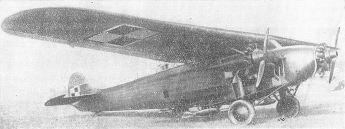 Fokker F.VII / 3m of Polish production and Polish Military Aviation. A bomber version of the plane. There are bombs suspended under the fuselage. The plane has two shooting positions; upper and lower. 1938. Photo of LAC.