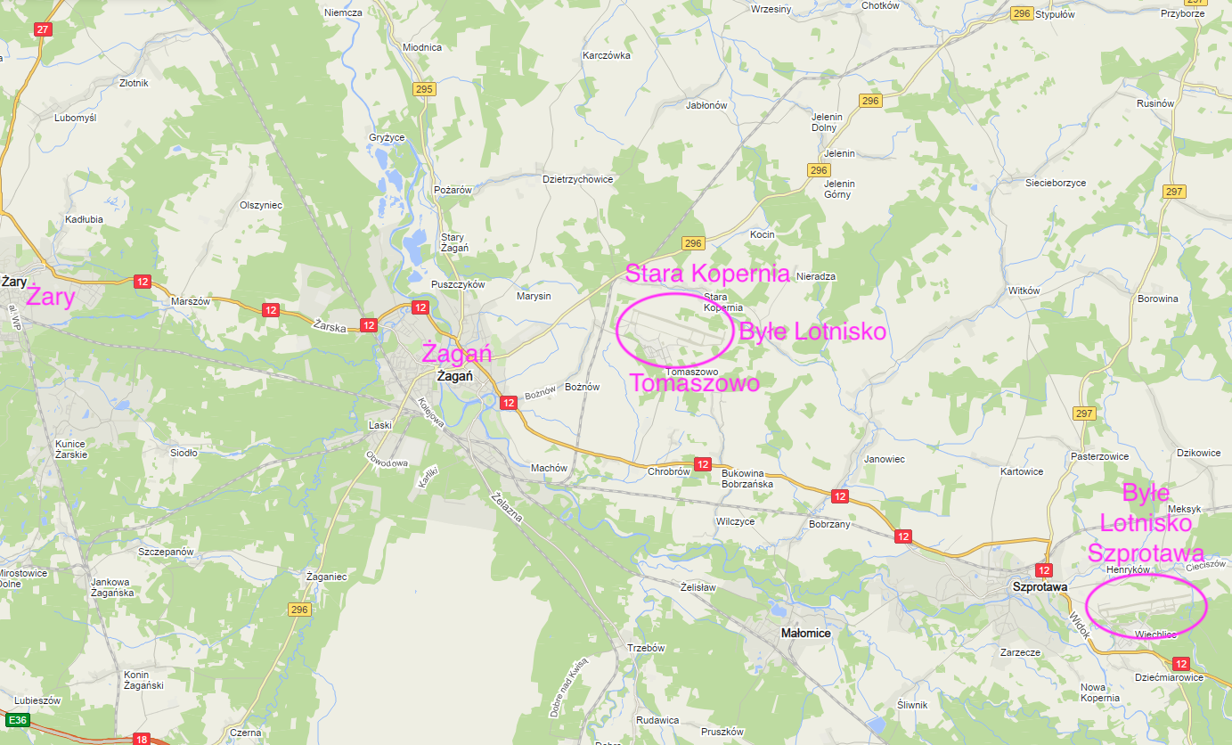 Tomaszowo airport on the map of Poland. 2021. The work by Karol Placha Hetman