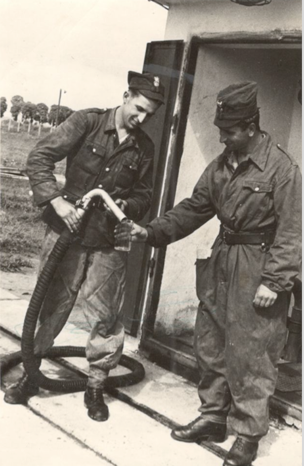 Taking a fuel sample for testing. Krzesiny airport 1959. Photo of LAC