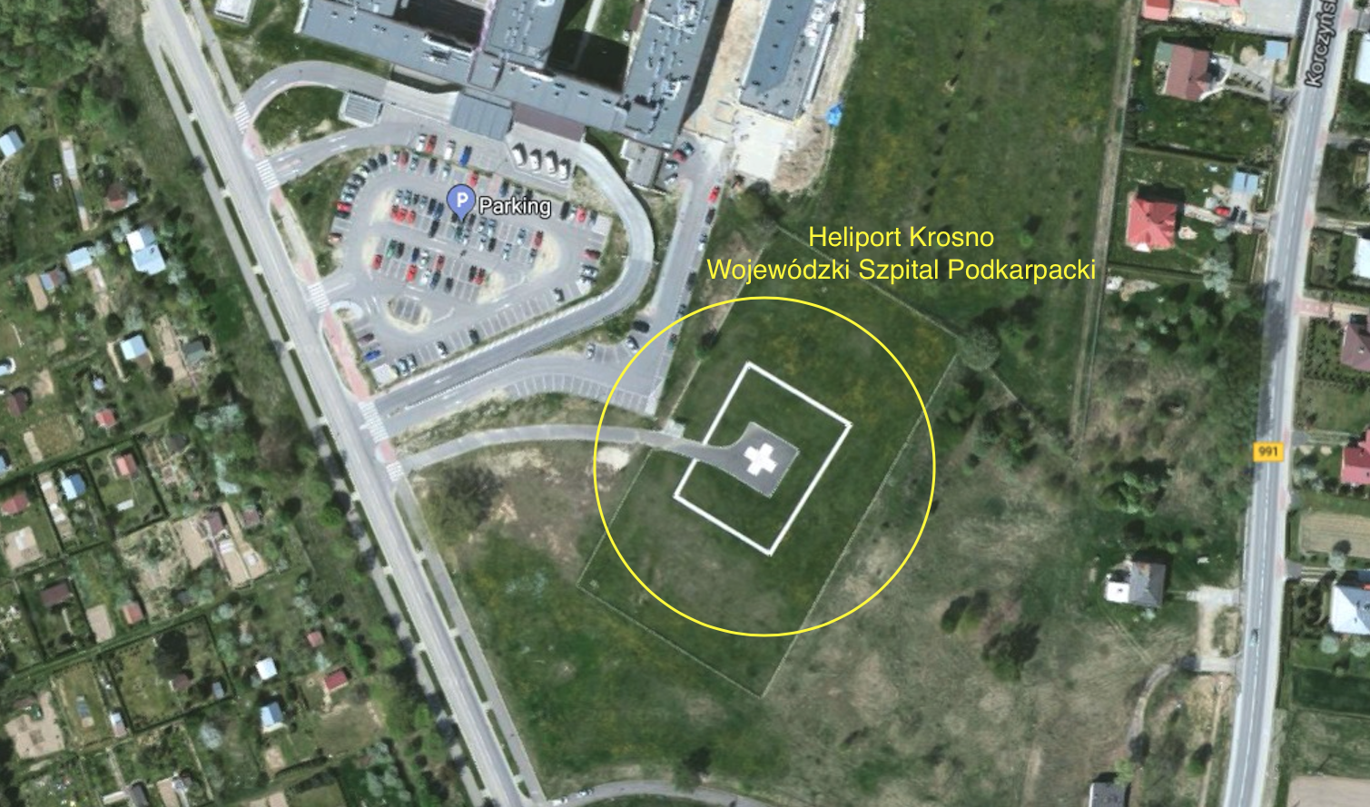 Heliport Krosno. 2023 rok. Praca Karol Placha Hetman