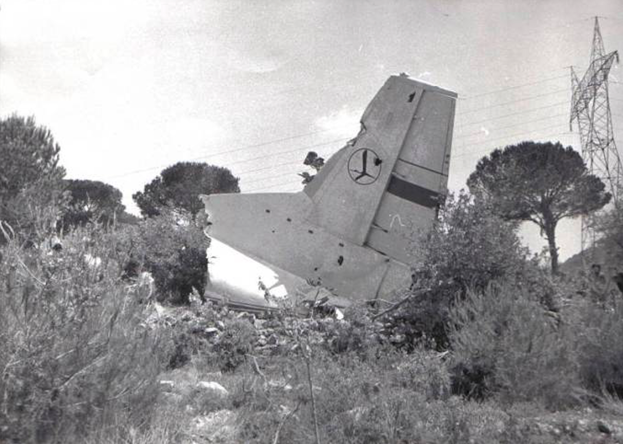 Polish An-12 wrecked in Beirut. 1977 year. Photo of LAC