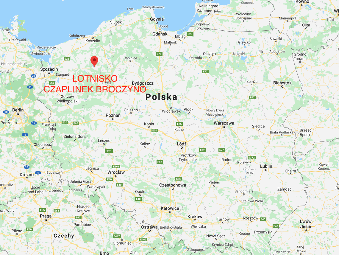 Czaplinek Broczyno airport on the Map of Poland. 2009 year. Photo of LAC