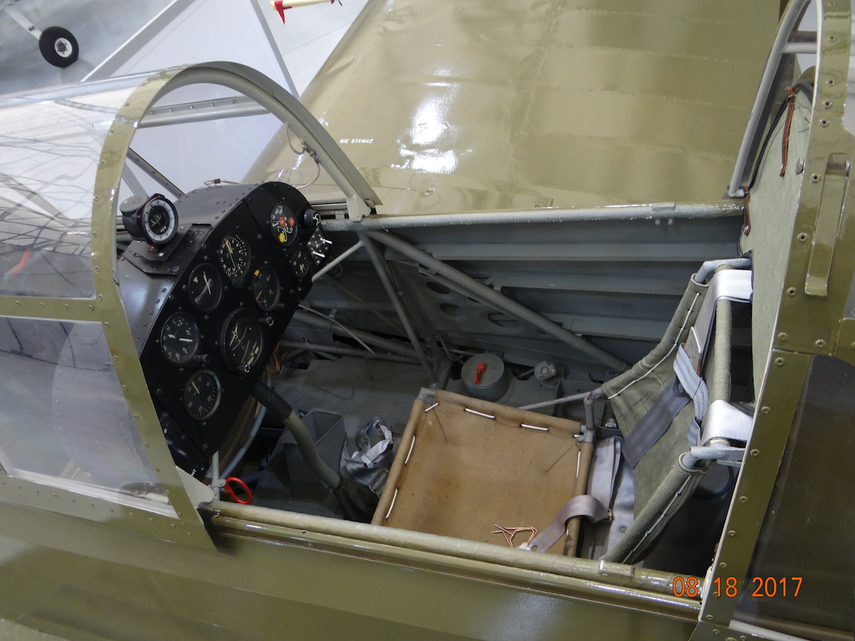 Permanent pilot's seat in the second cabin of the Junak-3 aircraft, adapted to the seat or back parachute. 2017. Photo by Karol Placha Hetman