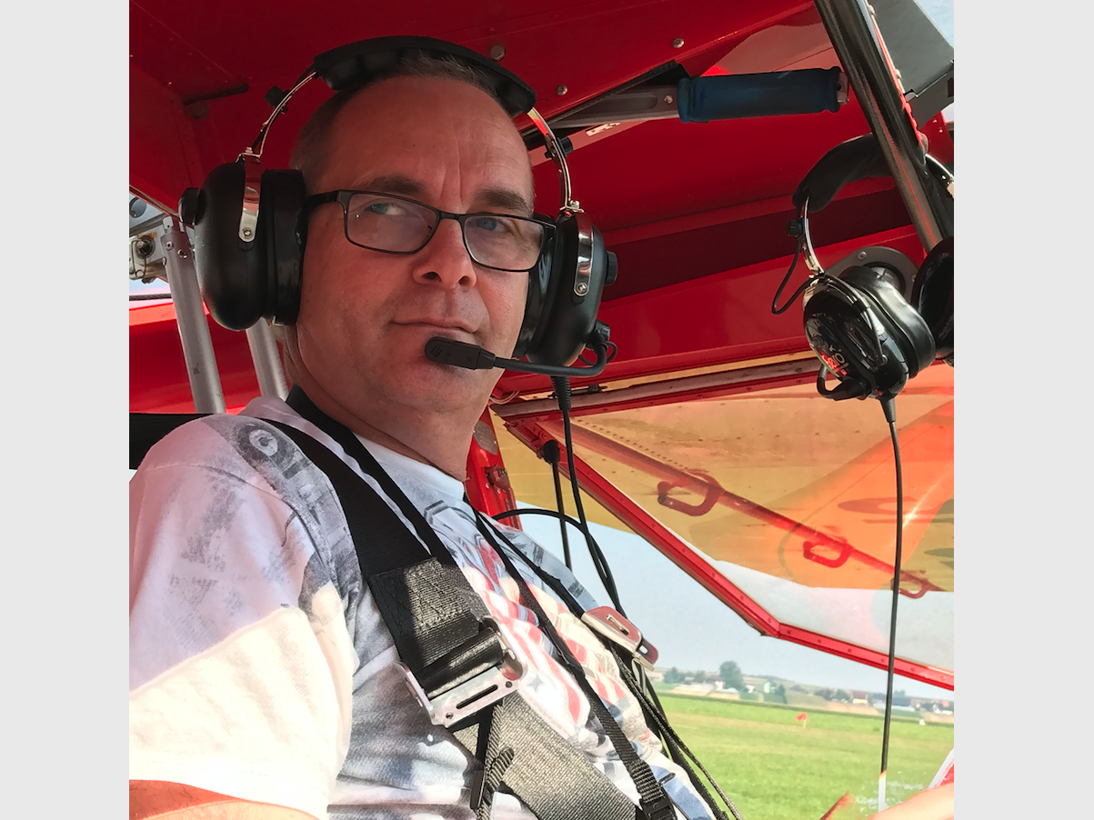 The author on the Aeroprakt plane. 2020 year. Photo by Karol Placha Hetman