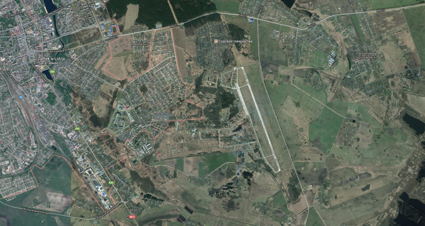 Lotnisko i miasto Lida. 2015r. Zdjęcie Google