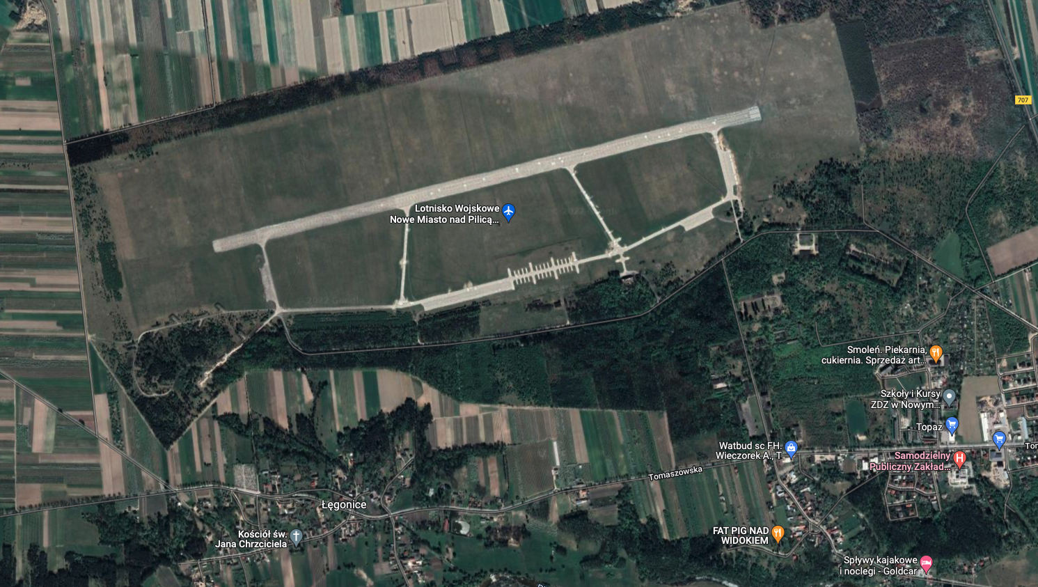 Nowe Miasto nad Pilica airport. 2022. Satellite image