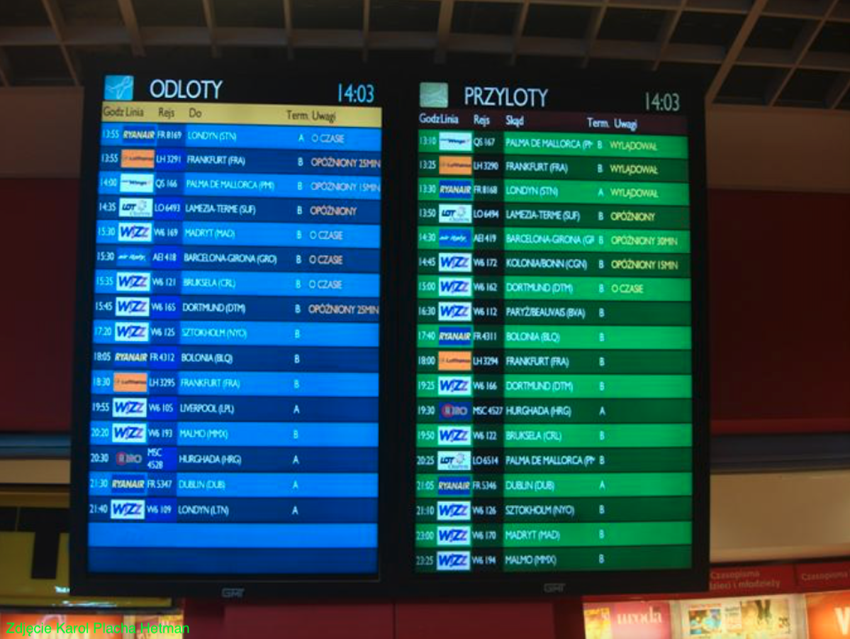 Arrivals and departures board. 2010 year. Photo by Karol Placha Hetman