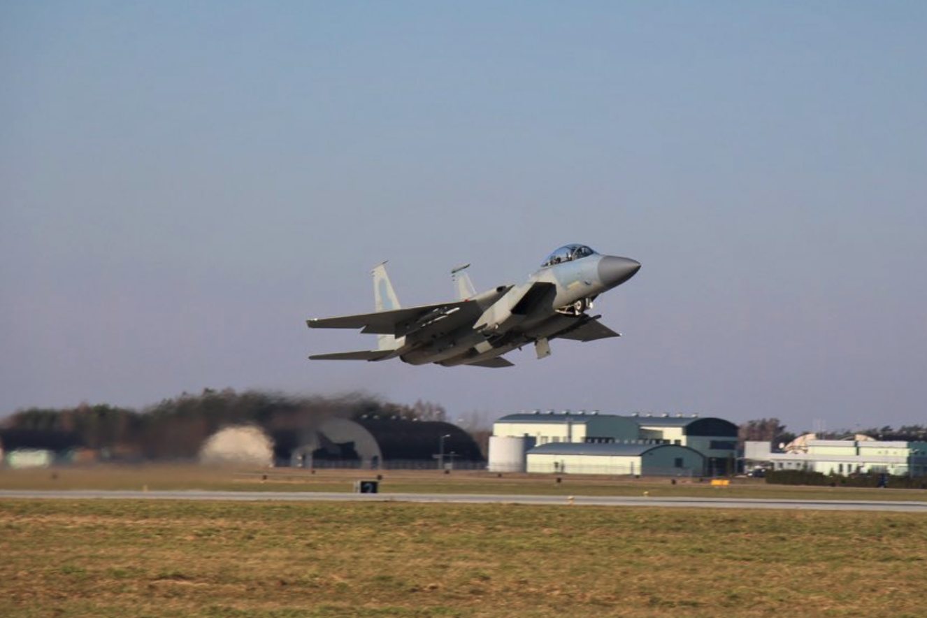 F-15 USAF w Polsce. 14.02.2022 rok. Zdjęcie Mariusz Błaszczak Twitter