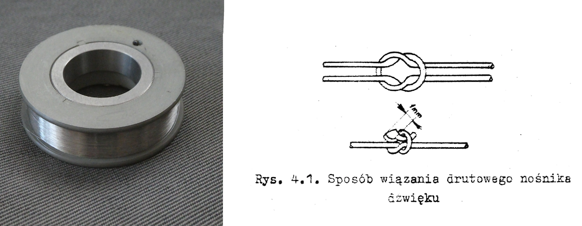Magnetofon MN-61 szpula z drutem, rysunek z „Opis techniczny i eksploatacja magnetofonu MN-61”
