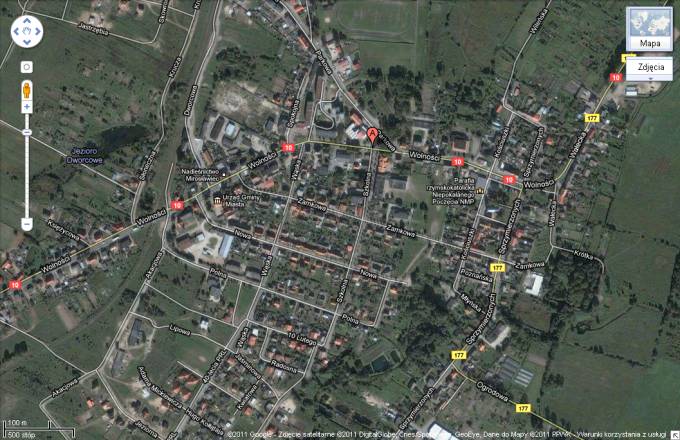 The city of Mirosławiec. 2011 satellite view. Google photo