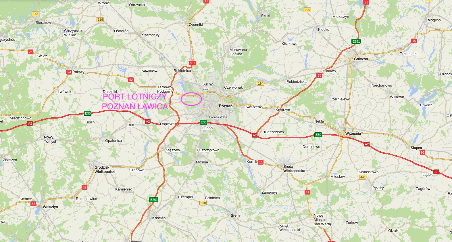 Ławica airport on the map of the Polish. 2013 year. The work by Karol Placha Hetman