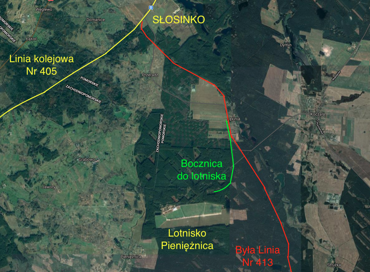 The railway next to the Pieniężnica airport. 2021 year. The work of Karol Placha Hetman