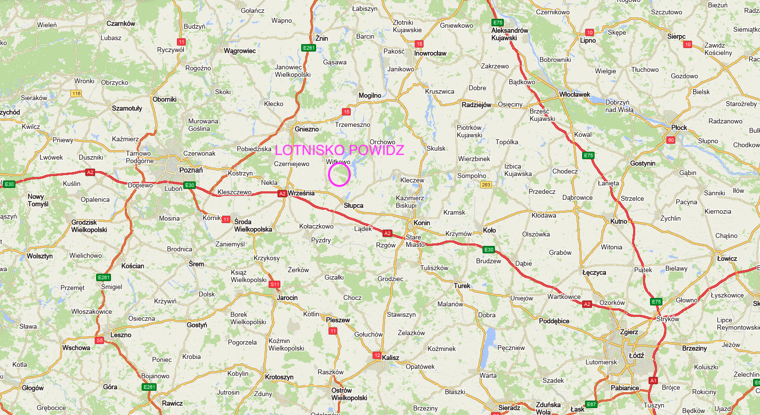 Powidz airport on the map of Poland. 2009 year. The work by Karol Placha Hetman