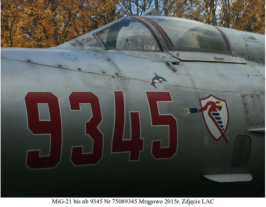 MiG-21 bis nb 9345. Mrągowo 2015 rok. Zdjęcie LAC
