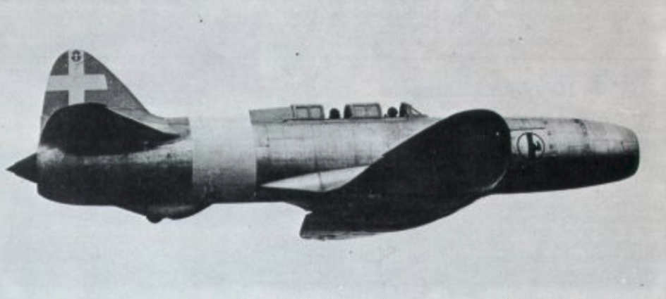 The modern Caproni Campini C.C.2 motorjet plane. Photo of Wikipedia