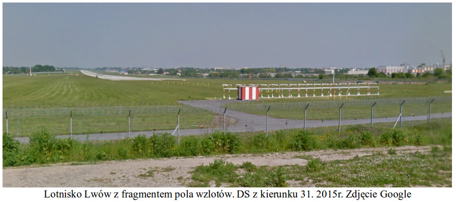 Lotnisko Lwów z fragmentem pola wzlotów. DS z kierunku 31. 2015 rok. Zdjęcie Google