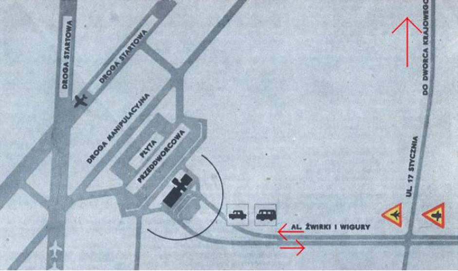 Plan lotniska Okęcie. 1970 rok. Praca Karol Placha Hetman