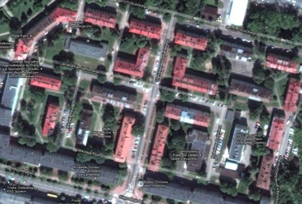 The first apartment blocks were built in 1951. Świdnik. 2012 year.